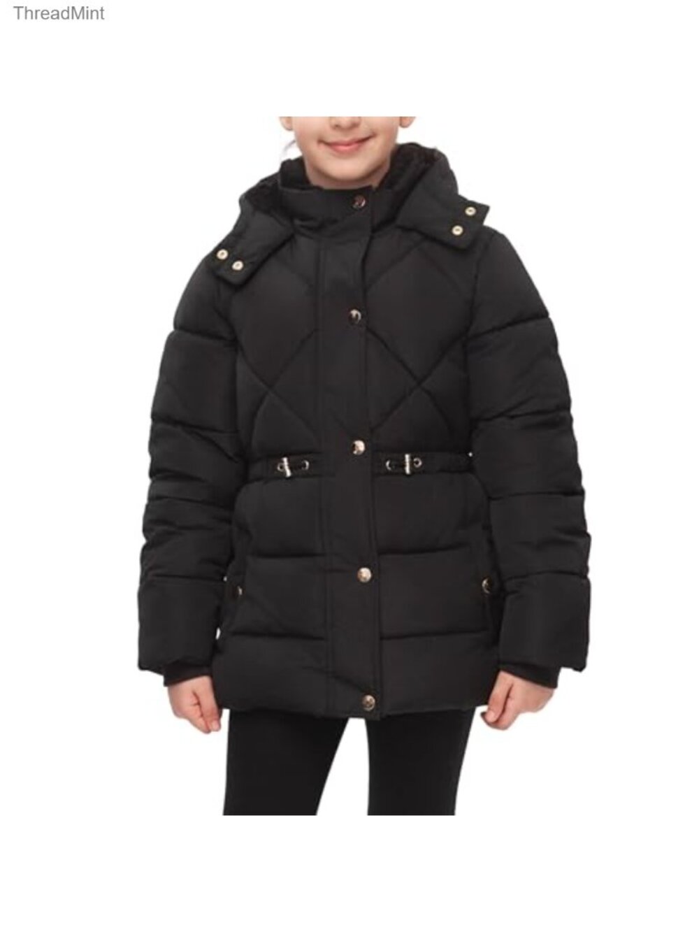 Girls Insulated Water-Resistant Down Alternative Puffer Jacket with Faux Fur